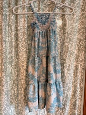 32 Degrees Blue and White Tie-Dye Smocked Sundress for Kids